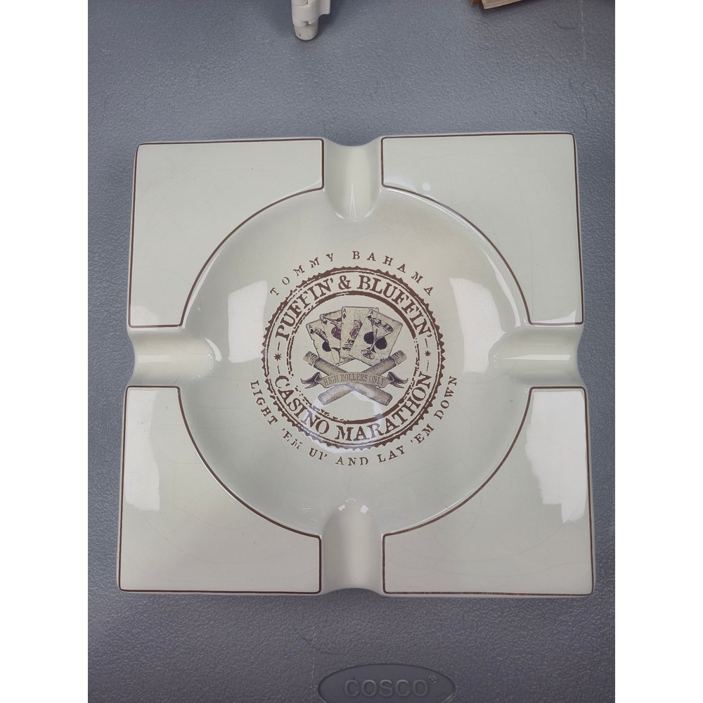 Tommy Bahama Puffin & Bluffin Casino Marathon Ceramic Cigar Ashtray 2008 Cream